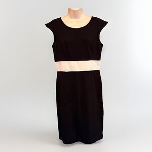 Calvin Klein Color Block Sleeveless Scuba Dress Womens 8 Black White Office Corp